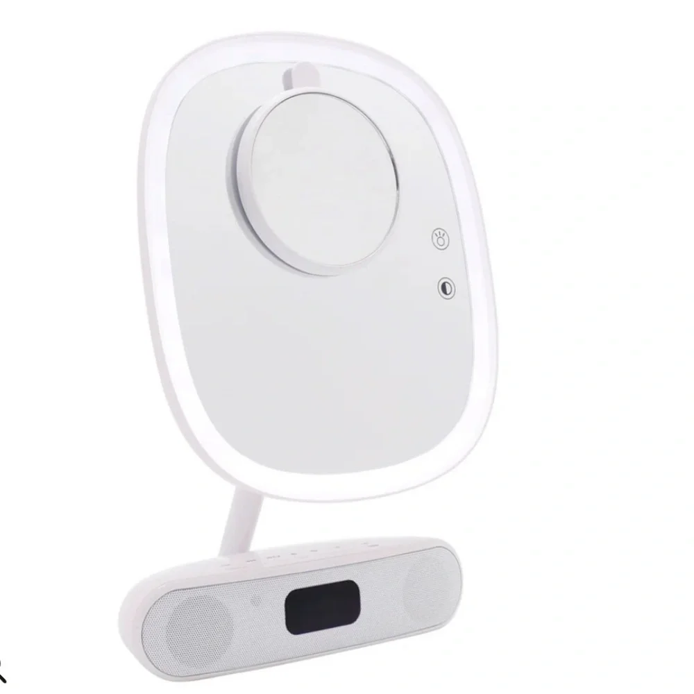 Impressions Melody Duotone Makeup Mirror with Bluetooth Speakers- White